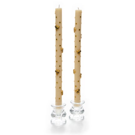 Bee Gold Dinner Candles, Set of 2