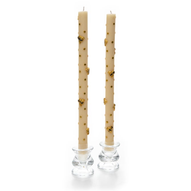 Bee Gold Dinner Candles, Set of 2 image number 0