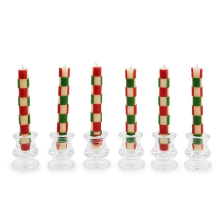 Mini Red & Green Dinner Candles, Set of 6