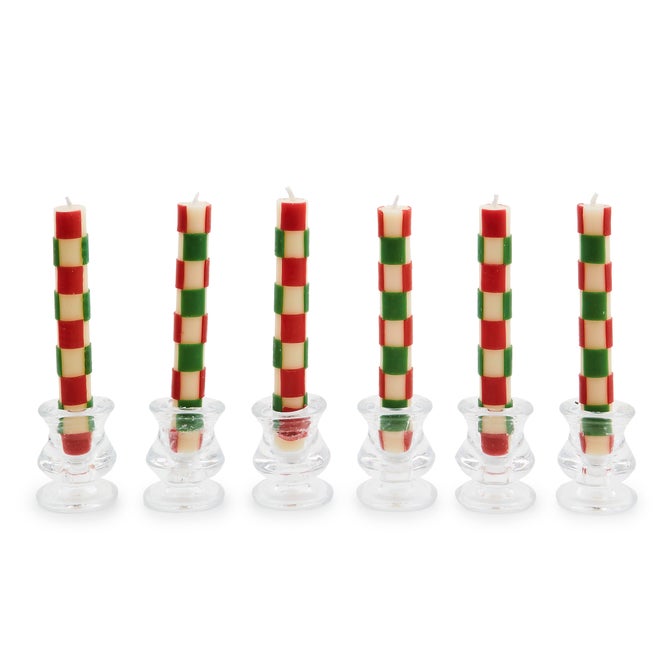 Mini Red & Green Dinner Candles, Set of 6 image number 1