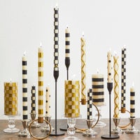 Check Black & Ivory Dinner Candles, Set of 2