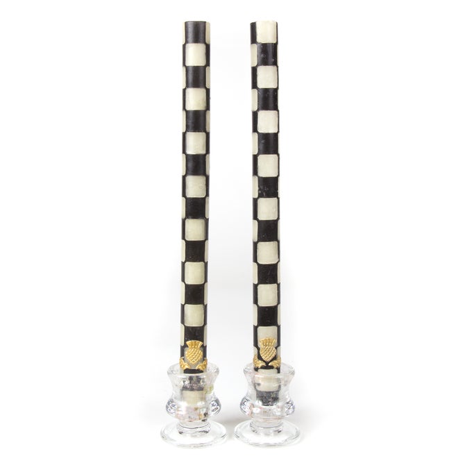 Check Black & Ivory Dinner Candles, Set of 2 image number 0