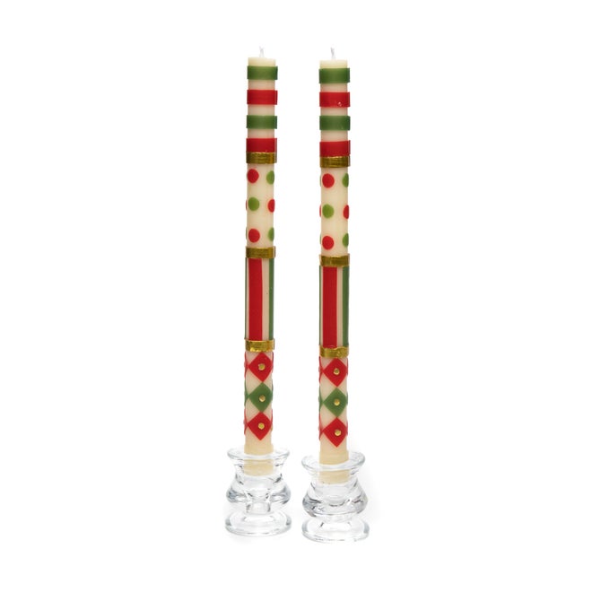 Jester Dinner Candles - Red, Green, & Gold - Set of 2 image number 0
