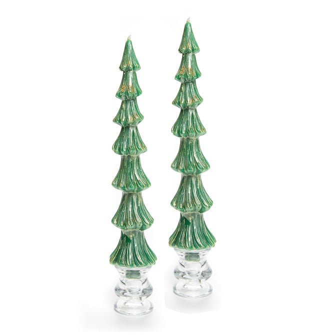 Tree Dinner Candles -12" - Green - Set of 2 image number 0