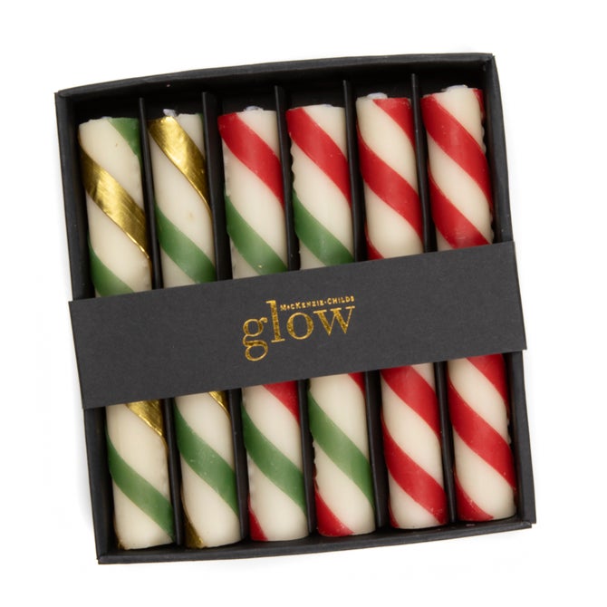 Mini Candy Cane Dinner Candles, Set of 6 image number 2