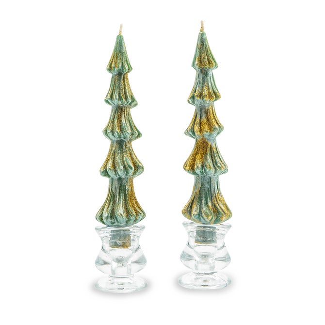 Tree Dinner Candles - 8" - Green - Set of 2 image number 0