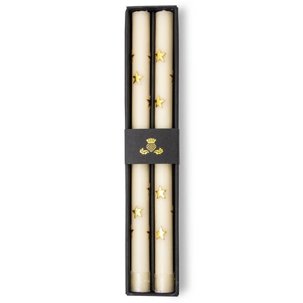 Stars Gold Dinner Candles, Set of 2