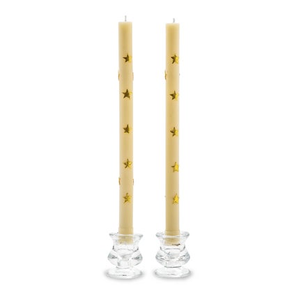 Stars Gold Dinner Candles, Set of 2