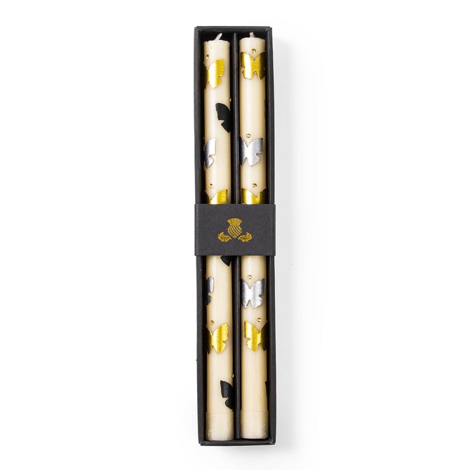 Butterfly Silver & Gold Dinner Candles, Set of 2 image number 1