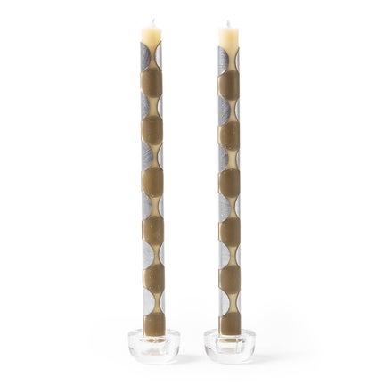 Macrodot Grey Dinner Candles, Set of 2