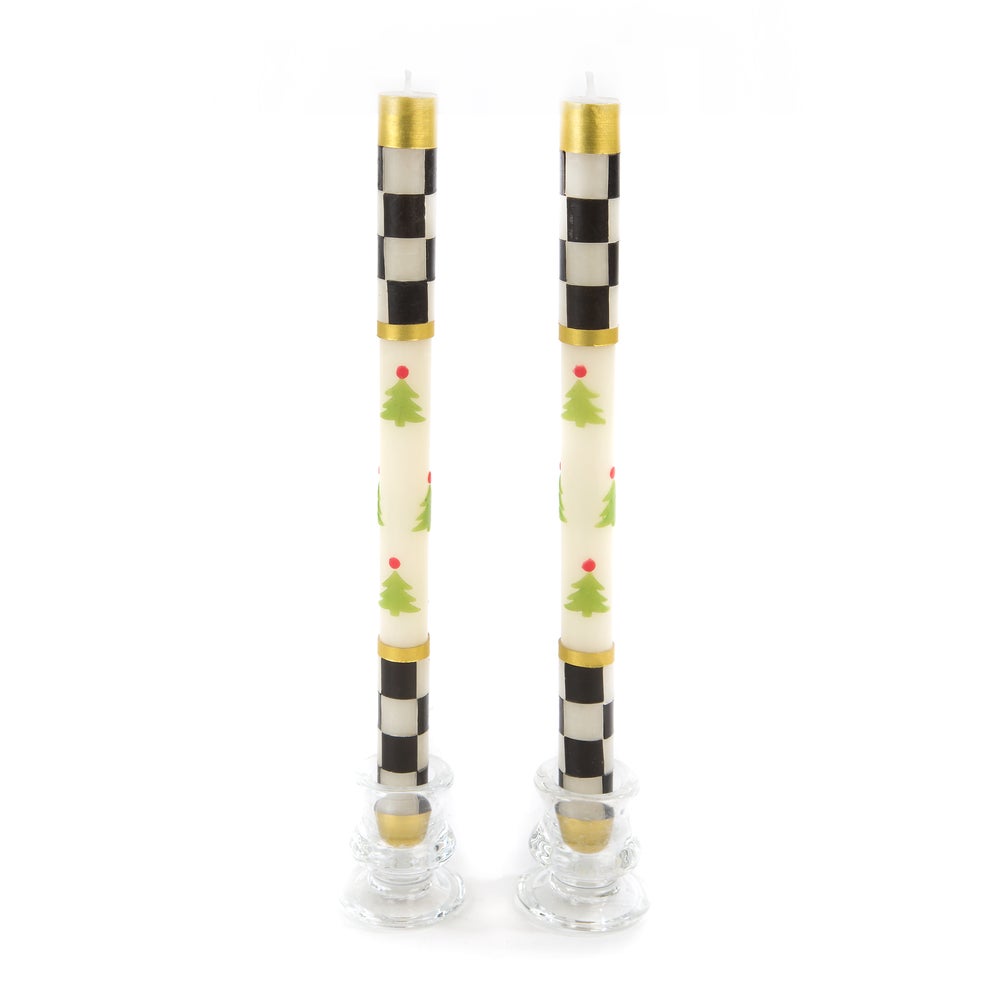 Christmas Tree Dinner Candles - Check Bands - Set of 2 mackenzie-childs Panama imagen 1