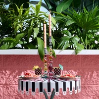 Check Pink Dinner Candles, Set of 2