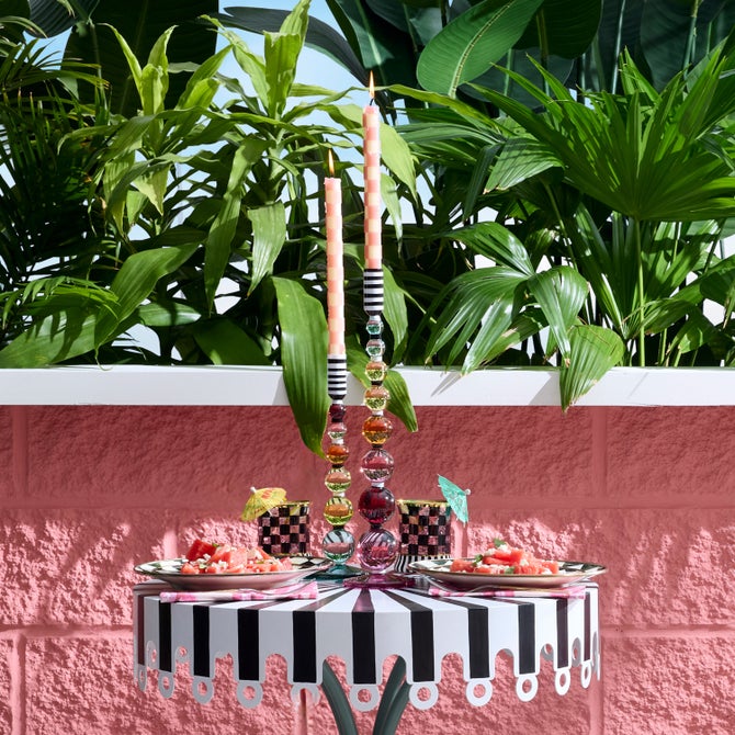 Check Pink Dinner Candles, Set of 2 image number 1