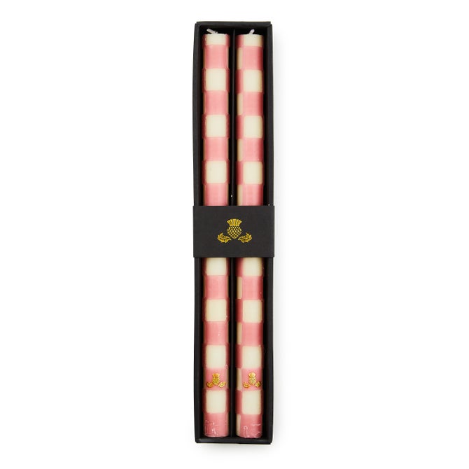 Check Pink Dinner Candles, Set of 2 image number 1