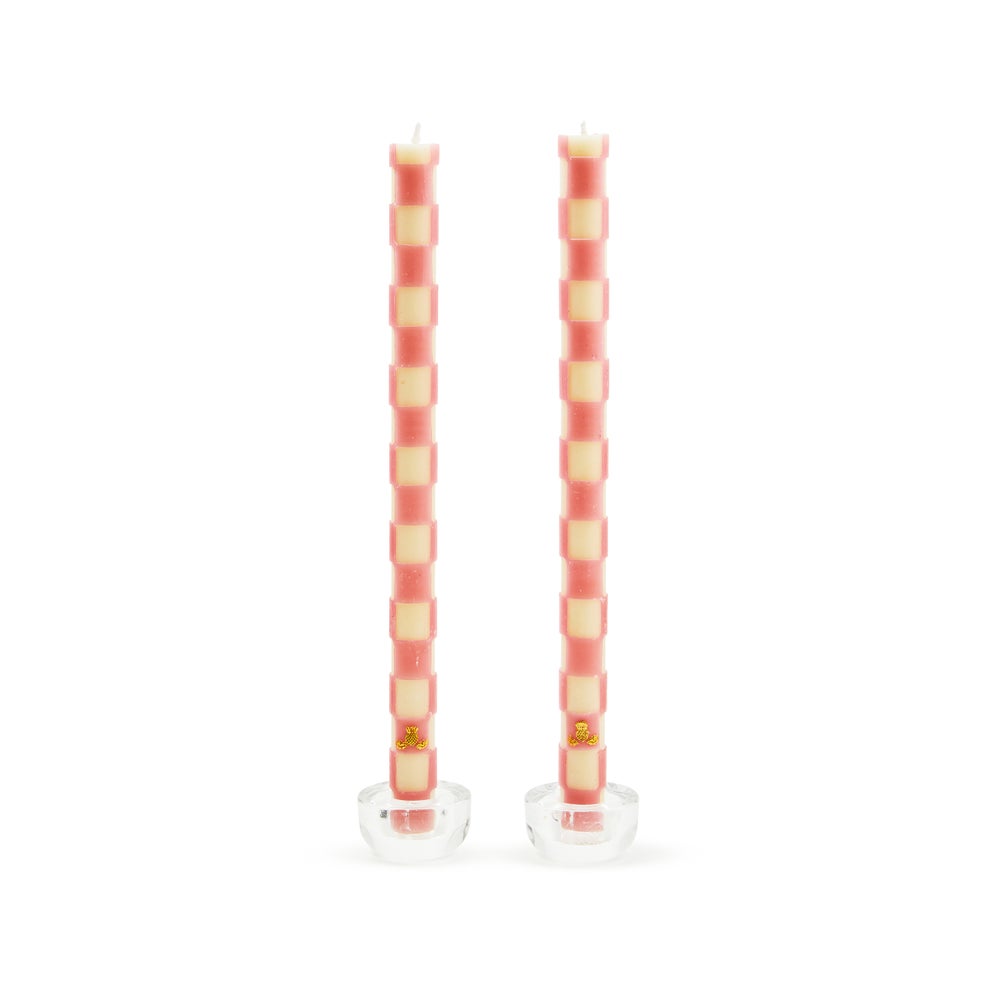 Check Pink Dinner Candles, Set of 2 mackenzie-childs Panama imagen 1 Check Pink Dinner Candles, Set of 2 mackenzie-childs Panama imagen 1