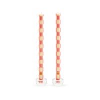 Check Pink Dinner Candles, Set of 2