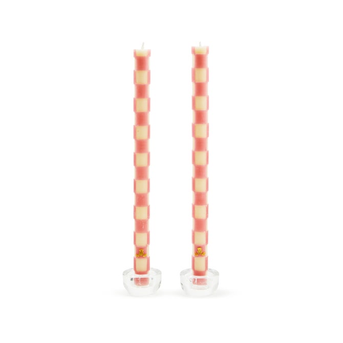 Check Pink Dinner Candles, Set of 2 image number 0