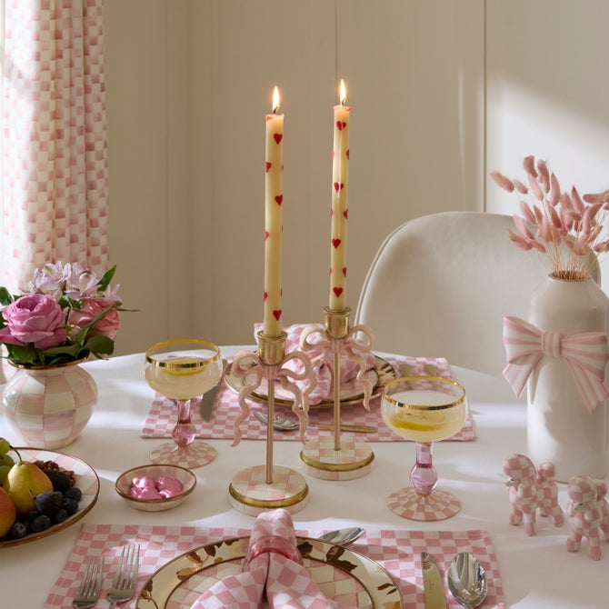 Pink Hearts Dinner Candles, Set of 2 image number 1