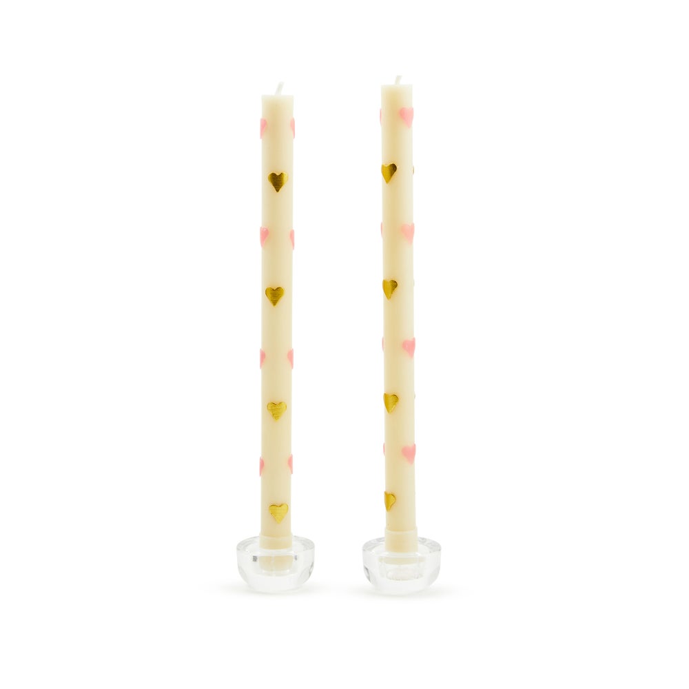Pink Hearts Dinner Candles, Set of 2 mackenzie-childs Panama imagen 1 Pink Hearts Dinner Candles, Set of 2 mackenzie-childs Panama imagen 1
