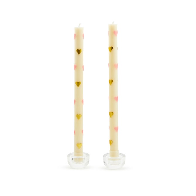 Pink Hearts Dinner Candles, Set of 2 image number 0