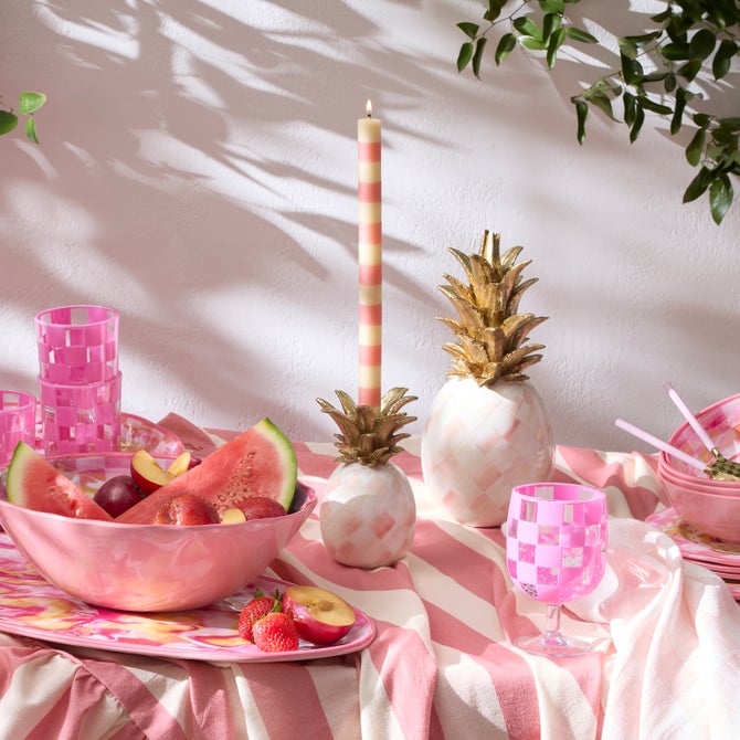 Bands Pink Dinner Candles, Set of 2 image number 1