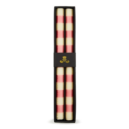 Bands Pink Dinner Candles, Set of 2