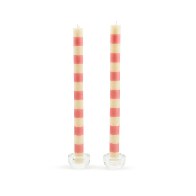 Bands Pink Dinner Candles, Set of 2 image number 0