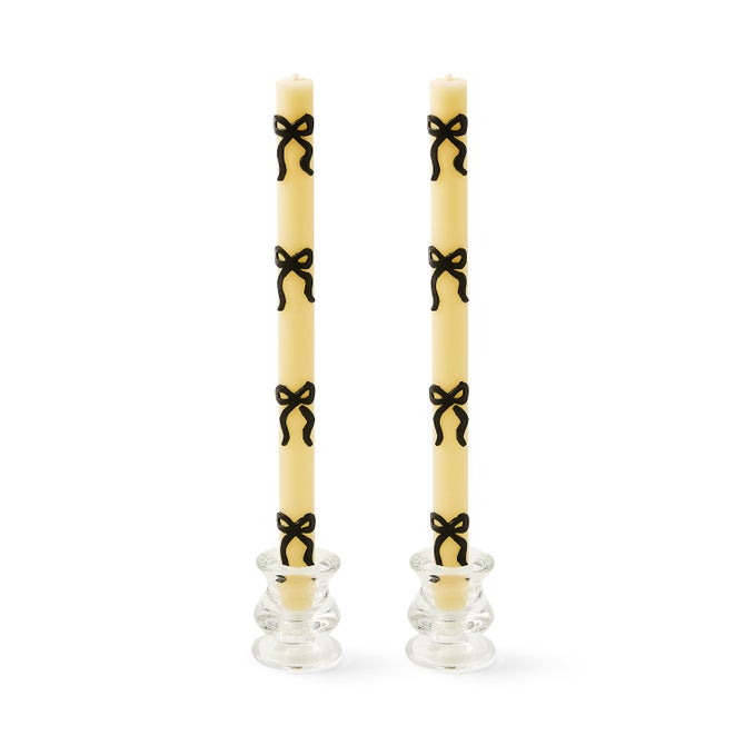 Black Bow Dinner Candles, Set of 2 image number 0