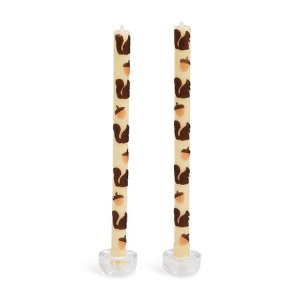 Squirrels & Acorns Dinner Candles, Set of 2