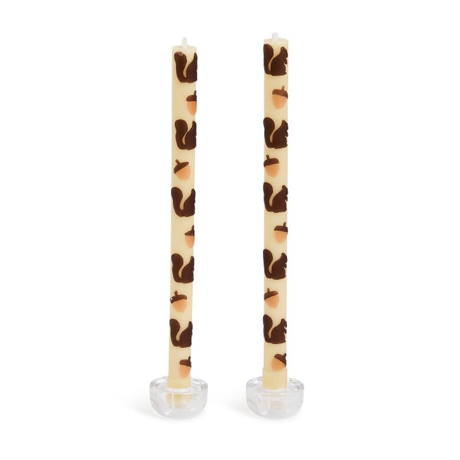 Squirrels & Acorns Dinner Candles, Set of 2 image number 0
