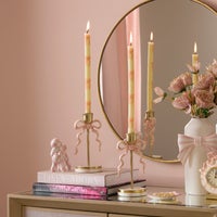 Pink Bow Dinner Candles, Set of 2
