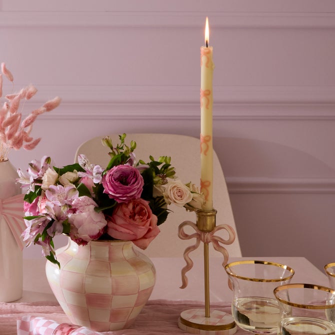 Pink Bow Dinner Candles, Set of 2 image number 3