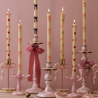 Pink Bow Dinner Candles, Set of 2