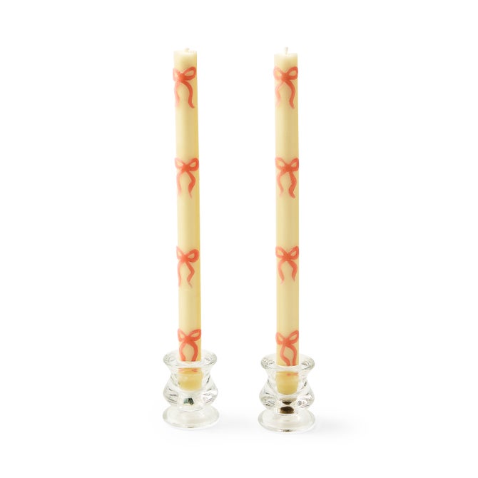 Pink Bow Dinner Candles, Set of 2 image number 0