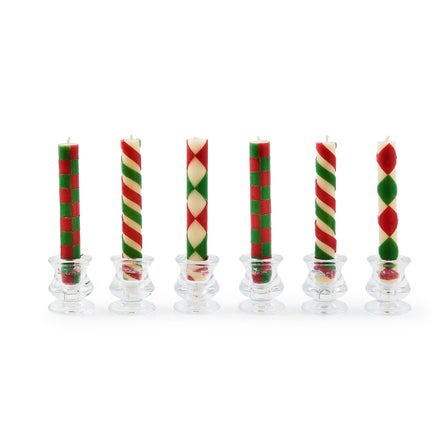 Mini Red & Green Dinner Candles, Set of 6
