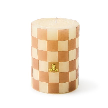 Mocha Check 4" Pillar Candle