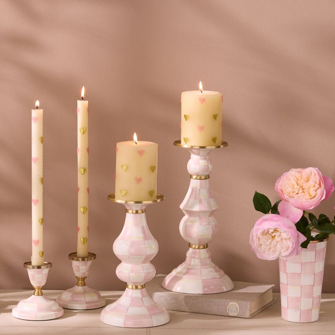 Pink Hearts 4" Pillar Candle image number 1