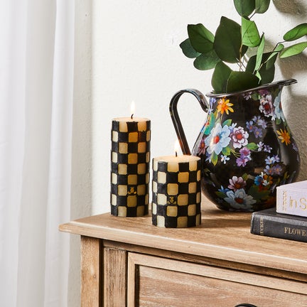 Check 6" Black Pillar Candle