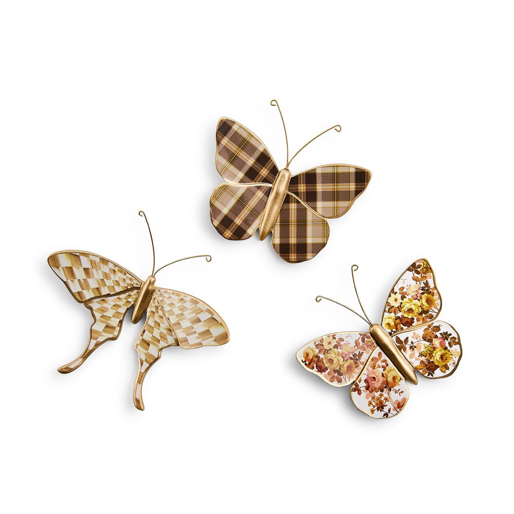 Butterfly Wall Decor - Mocha Check, Trio mackenzie-childs Panama imagen 1