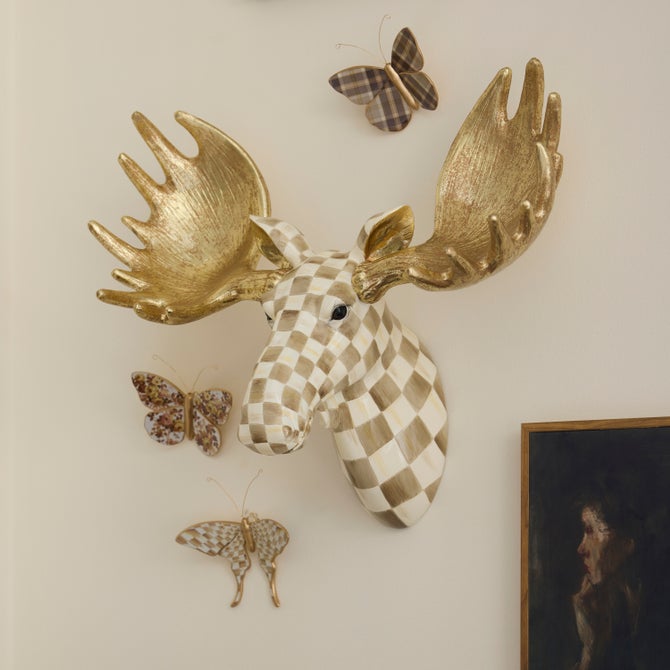 Mocha Check Moose Wall Decor image number 1