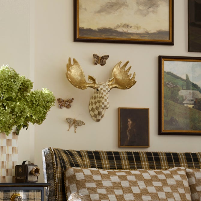 Mocha Check Moose Wall Decor image number 2