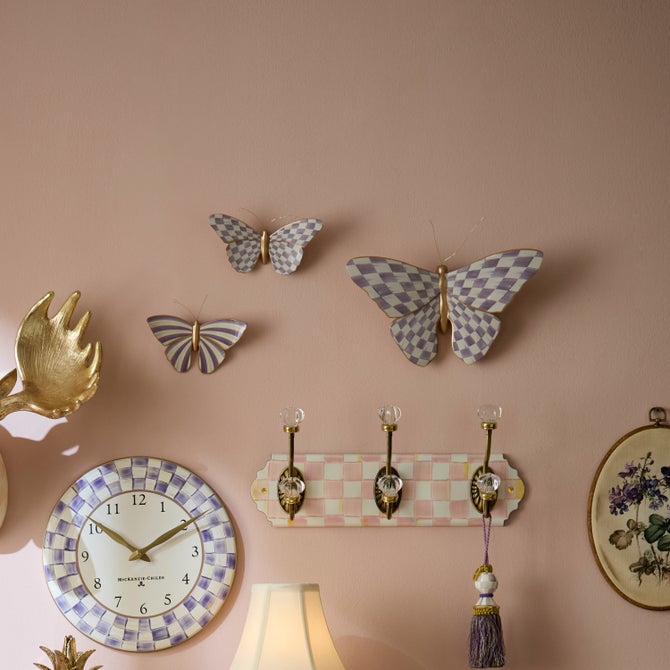 Violet Check Butterfly Wall Decor image number 1