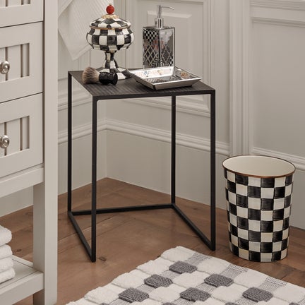 Texture Check Sterling & White Basic Bath Rug