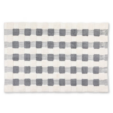 Texture Check Sterling & White Basic Bath Rug