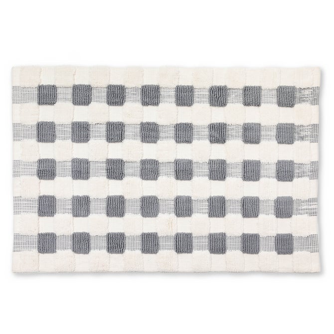 Texture Check Sterling & White Basic Bath Rug image number 0