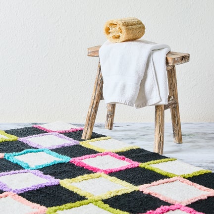Check Multi Color Bath Rug
