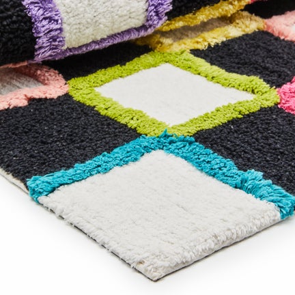 Check Multi Color Bath Rug