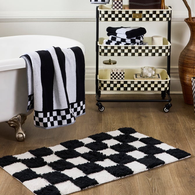 Checkerboard Black Bath Rug image number 3