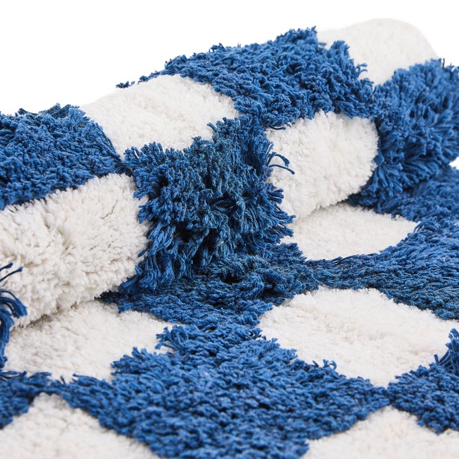 Checkerboard Navy Bath Rug image number 2