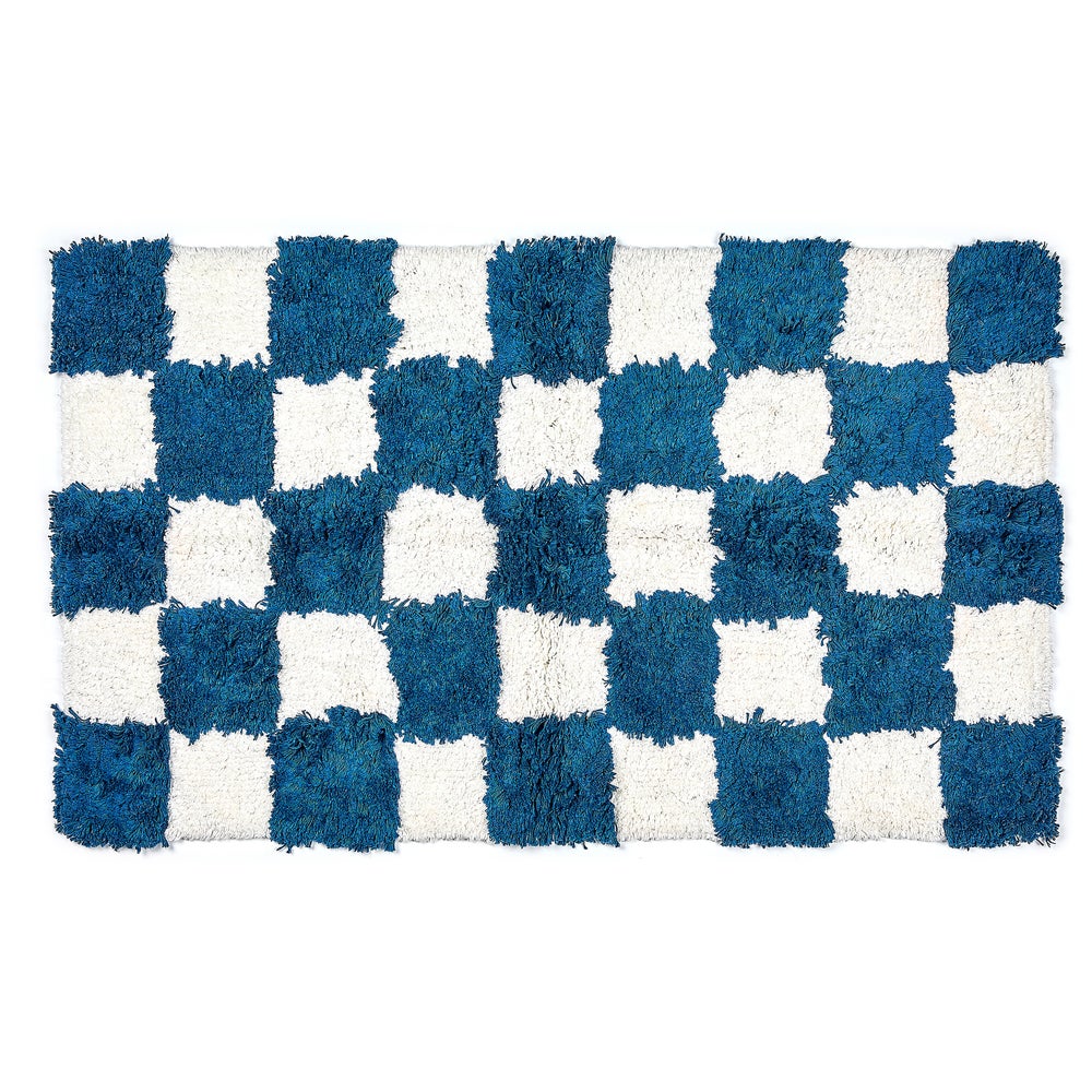 Checkerboard Black Bath Rug - Navy mackenzie-childs Panama imagen 1